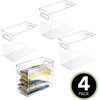 image:imagemDesign Plastic Food Storage Container Bin with Handles  for Kitchen Pantry Cabinet FridgeFreezer  Narrow for Snacks Produce Vegetables Pasta  BPA Free Food Safe  4 Pack Clear10 x 5 x 8 Pack of 4
