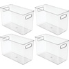 image:imagemDesign Plastic Food Storage Container Bin with Handles  for Kitchen Pantry Cabinet FridgeFreezer  Narrow for Snacks Produce Vegetables Pasta  BPA Free Food Safe  4 Pack Clear12 x 6 x 8 Pack of 4