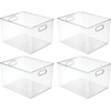 image:imagemDesign Plastic Food Storage Container Bin with Handles  for Kitchen Pantry Cabinet FridgeFreezer  Narrow for Snacks Produce Vegetables Pasta  BPA Free Food Safe  4 Pack Clear12 x 10 x 8 Pack of 4