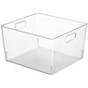 image:imagemDesign Plastic Food Storage Container Bin with Handles  for Kitchen Pantry Cabinet FridgeFreezer  Narrow for Snacks Produce Vegetables Pasta  BPA Free Food Safe  4 Pack Clear12 x 10 x 8 Pack of 4