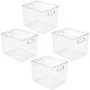 image:imagemDesign Plastic Food Storage Container Bin with Handles  for Kitchen Pantry Cabinet FridgeFreezer  Narrow for Snacks Produce Vegetables Pasta  BPA Free Food Safe  4 Pack Clear10 x 8 x 8 Pack of 4