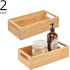 image:imagemDesign Bamboo Bathroom Storage Container Bin  Drawer Organizer Crate Box with Handles for Cabinet Shelves Vanity or Closet Holds Soap Lotion or Shampoo Echo Collection 2 Pack NaturalTan