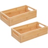 image:imagemDesign Bamboo Bathroom Storage Container Bin  Drawer Organizer Crate Box with Handles for Cabinet Shelves Vanity or Closet Holds Soap Lotion or Shampoo Echo Collection 2 Pack NaturalTan