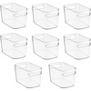 image:imagemDesign Deep Plastic Bathroom Bin with Handles  Storage Organizer for Vanity Countertop  Hold Soap Body Wash Shampoo Lotion Conditioner Hand Towels  10 Long Aura Collection 8 Pack Clear