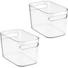 image:imagemDesign Deep Plastic Bathroom Bin with Handles  Storage Organizer for Vanity Countertop  Hold Soap Body Wash Shampoo Lotion Conditioner Hand Towels  10 Long Aura Collection 2 Pack Clear