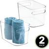 image:imagemDesign Deep Plastic Bathroom Bin with Handles  Storage Organizer for Vanity Countertop  Hold Soap Body Wash Shampoo Lotion Conditioner Hand Towels  10 Long Aura Collection 2 Pack Clear