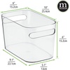 image:imagemDesign Deep Plastic Bathroom Bin with Handles  Storage Organizer for Vanity Countertop  Hold Soap Body Wash Shampoo Lotion Conditioner Hand Towels  10 Long Aura Collection 2 Pack Clear