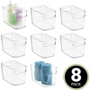 image:imagemDesign Deep Plastic Bathroom Bin with Handles  Storage Organizer for Vanity Countertop  Hold Soap Body Wash Shampoo Lotion Conditioner Hand Towels  10 Long Aura Collection 8 Pack Clear