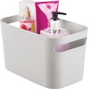 image:imagemDesign Deep Plastic Bathroom Bin with Handles Storage Organizer for Vanity Countertop Hold Soap Body Wash Shampoo Lotion Conditioner Hand Towels  10 Long Aura Collection 8 Pack Light Gray