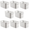image:imagemDesign Deep Plastic Bathroom Bin with Handles Storage Organizer for Vanity Countertop Hold Soap Body Wash Shampoo Lotion Conditioner Hand Towels  10 Long Aura Collection 8 Pack Light Gray