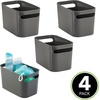 image:imagemDesign Deep Plastic Bathroom Vanity Storage Bin with Handles  Organizer for Hand Soap Body Wash Shampoo Lotion 4 Pack  Charcoal Gray