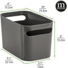 image:imagemDesign Deep Plastic Bathroom Vanity Storage Bin with Handles  Organizer for Hand Soap Body Wash Shampoo Lotion 4 Pack  Charcoal Gray