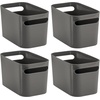 image:imagemDesign Deep Plastic Bathroom Vanity Storage Bin with Handles  Organizer for Hand Soap Body Wash Shampoo Lotion 4 Pack  Charcoal Gray
