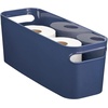 image:imagemDesign Large Plastic Storage Bin with Handles for Bathroom Cupboard Cabinet Under Sink or Counter Holds Toilet Paper Hair Tools Makeup Accessories 16 Long Aura Collection 8 Pack Navy Blue