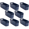 image:imagemDesign Large Plastic Storage Bin with Handles for Bathroom Cupboard Cabinet Under Sink or Counter Holds Toilet Paper Hair Tools Makeup Accessories 16 Long Aura Collection 8 Pack Navy Blue