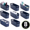 image:imagemDesign Large Plastic Storage Bin with Handles for Bathroom Cupboard Cabinet Under Sink or Counter Holds Toilet Paper Hair Tools Makeup Accessories 16 Long Aura Collection 8 Pack Navy Blue