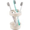 image:imagemDesign Metal Bathroom Vanity Countertop Accessory Set  Includes Refillable Soap Dispenser Divided Toothbrush Stand Tumbler Rinsing Cup Vivi Collection Set of 3 Cream