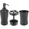 image:imagemDesign Metal Bathroom Vanity Countertop Accessory Set  Includes Refillable Soap Dispenser Divided Toothbrush Stand Tumbler Rinsing Cup Vivi Collection Set of 3 Matte Black
