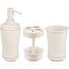 image:imagemDesign Metal Bathroom Vanity Countertop Accessory Set  Includes Refillable Soap Dispenser Divided Toothbrush Stand Tumbler Rinsing Cup Vivi Collection Set of 3 Cream