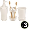 image:imagemDesign Metal Bathroom Vanity Countertop Accessory Set  Includes Refillable Soap Dispenser Divided Toothbrush Stand Tumbler Rinsing Cup Vivi Collection Set of 3 Cream