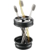 image:imagemDesign Metal Bathroom Vanity Countertop Accessory Set  Includes Refillable Soap Dispenser Divided Toothbrush Stand Tumbler Rinsing Cup Vivi Collection Set of 3 Matte Black
