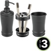 image:imagemDesign Metal Bathroom Vanity Countertop Accessory Set  Includes Refillable Soap Dispenser Divided Toothbrush Stand Tumbler Rinsing Cup Vivi Collection Set of 3 Matte Black