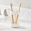 image:imagemDesign Metal Bathroom Vanity Countertop Accessory Set  Includes Refillable Soap Dispenser Divided Toothbrush Stand Tumbler Rinsing Cup Vivi Collection Set of 3 Cream