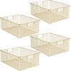 image:imagemDesign Metal Wire Bathroom Storage Basket Organizer with Handles  Organize MasterGuest Bathrooms Linen Hallway or Entryway Closets Bedroom Laundry Room Concerto Collection 4 Pack Soft Brass