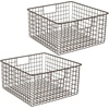 image:imagemDesign Metal Wire Bathroom Storage Basket Organizer with Handles  Organize MasterGuest Bathrooms Linen Hallway or Entryway Closets Bedroom Laundry Room Concerto Collection  2 Pack  Bronze
