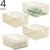 image:imagemDesign Metal Wire Bathroom Storage Basket Organizer with Handles  Organize MasterGuest Bathrooms Linen Hallway or Entryway Closets Bedroom Laundry Room Concerto Collection 4 Pack Soft Brass