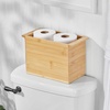 image:imagemDesign Natural Bamboo Bathroom Toliet Roll Holder Storage Organizer Basket Bin Use in Bathroom On Toilet Tanks  Builtin Handles  Holds 4 Rolls of Toilet Paper  Natural