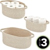 image:imagemDesign Rustic Casual Woven Cotton Rope Bathroom Basket with Handles  Storage Organizer Set for Countertop Floor Closet or Vanity  Holds Toilet Paper Towels or Magazines  Set of 3 Brown