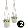 image:imagemDesign Rustic Casual Woven Cotton Rope Hanging Indoor Planter Baskets with Knotted Loop Handle  Bohemian Holder for Flowers Plants Greenery Succulents Vases and Pots  Set of 2  Dark Gray