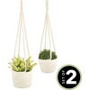 image:imagemDesign Rustic Casual Woven Cotton Rope Hanging Indoor Planter Baskets with Knotted Loop Handle  Bohemian Holder for Flowers Plants Greenery Succulents Vases and Pots  Set of 2  White