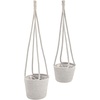 image:imagemDesign Rustic Casual Woven Cotton Rope Hanging Indoor Planter Baskets with Knotted Loop Handle  Bohemian Holder for Flowers Plants Greenery Succulents Vases and Pots  Set of 2  Dark Gray