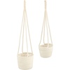 image:imagemDesign Rustic Casual Woven Cotton Rope Hanging Indoor Planter Baskets with Knotted Loop Handle  Bohemian Holder for Flowers Plants Greenery Succulents Vases and Pots  Set of 2  White