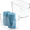 image:imagemDesign Deep Plastic Bathroom Bin with Handles  Storage Organizer for Vanity Countertop  Hold Soap Body Wash Shampoo Lotion Conditioner Hand Towels  10 Long Aura Collection 2 Pack Clear