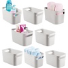 image:imagemDesign Deep Plastic Bathroom Bin with Handles Storage Organizer for Vanity Countertop Hold Soap Body Wash Shampoo Lotion Conditioner Hand Towels  10 Long Aura Collection 8 Pack Light Gray