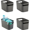 image:imagemDesign Deep Plastic Bathroom Vanity Storage Bin with Handles  Organizer for Hand Soap Body Wash Shampoo Lotion 4 Pack  Charcoal Gray