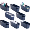 image:imagemDesign Large Plastic Storage Bin with Handles for Bathroom Cupboard Cabinet Under Sink or Counter Holds Toilet Paper Hair Tools Makeup Accessories 16 Long Aura Collection 8 Pack Navy Blue