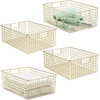 image:imagemDesign Metal Wire Bathroom Storage Basket Organizer with Handles  Organize MasterGuest Bathrooms Linen Hallway or Entryway Closets Bedroom Laundry Room Concerto Collection 4 Pack Soft Brass