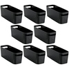 image:imagemDesign Plastic Bathroom Bin with Handles  Storage Organizer for Vanity Countertop  Hold Soap Body Wash Shampoo Lotion Conditioner Hand Towels  Aura Collection  8 Pack  16 Long Black