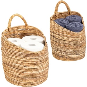 image:imagemDesign Woven Banana Bark Hanging Wall Storage Basket for Flowers amp Essentials Decorative Boho Mounted Organizer for Pantry Closet Bathroom and The Door  Set of 2  NaturalTan