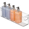 image:imagemDesign Plastic Bathroom Organizer  Storage Holder Bin with Handles for Vanity Cupboard Cabinet Shelf Linen or Hallway Closets Holds Styling Tools Beauty Products or Toiletries  2 Pack  Clear