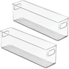 image:imagemDesign Plastic Bathroom Organizer  Storage Holder Bin with Handles for Vanity Cupboard Cabinet Shelf Linen or Hallway Closets Holds Styling Tools Beauty Products or Toiletries  2 Pack  Clear