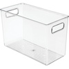 image:imagemDesign Plastic Storage Organizer Bin With Handle for Bathroom Vanity or Accessories  Under Sink Cabinet Closet Shelf Organization  Ligne Collection Clear12 x 6 x 8 Pack of 1
