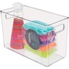 image:imagemDesign Plastic Storage Organizer Bin With Handle for Bathroom Vanity or Accessories  Under Sink Cabinet Closet Shelf Organization  Ligne Collection Clear12 x 6 x 8 Pack of 1