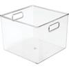 image:imagemDesign Plastic Storage Organizer Bin With Handle for Bathroom Vanity or Accessories  Under Sink Cabinet Closet Shelf Organization  Ligne Collection Clear10 x 10 x 8 Pack of 1