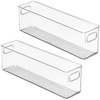 image:imagemDesign Plastic Bathroom Organizer  Storage Holder Bin with Handles for Vanity Cupboard Cabinet Shelf Linen or Hallway Closets Holds Styling Tools Beauty Products or Toiletries  2 Pack  Clear