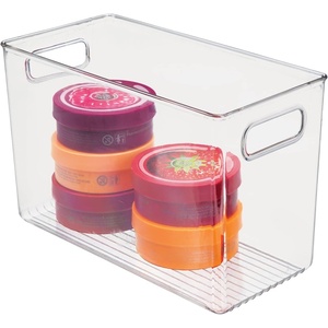image:imagemDesign Plastic Storage Organizer Bin With Handle for Bathroom Vanity or Accessories  Under Sink Cabinet Closet Shelf Organization  Ligne Collection Clear12 x 6 x 8 Pack of 1